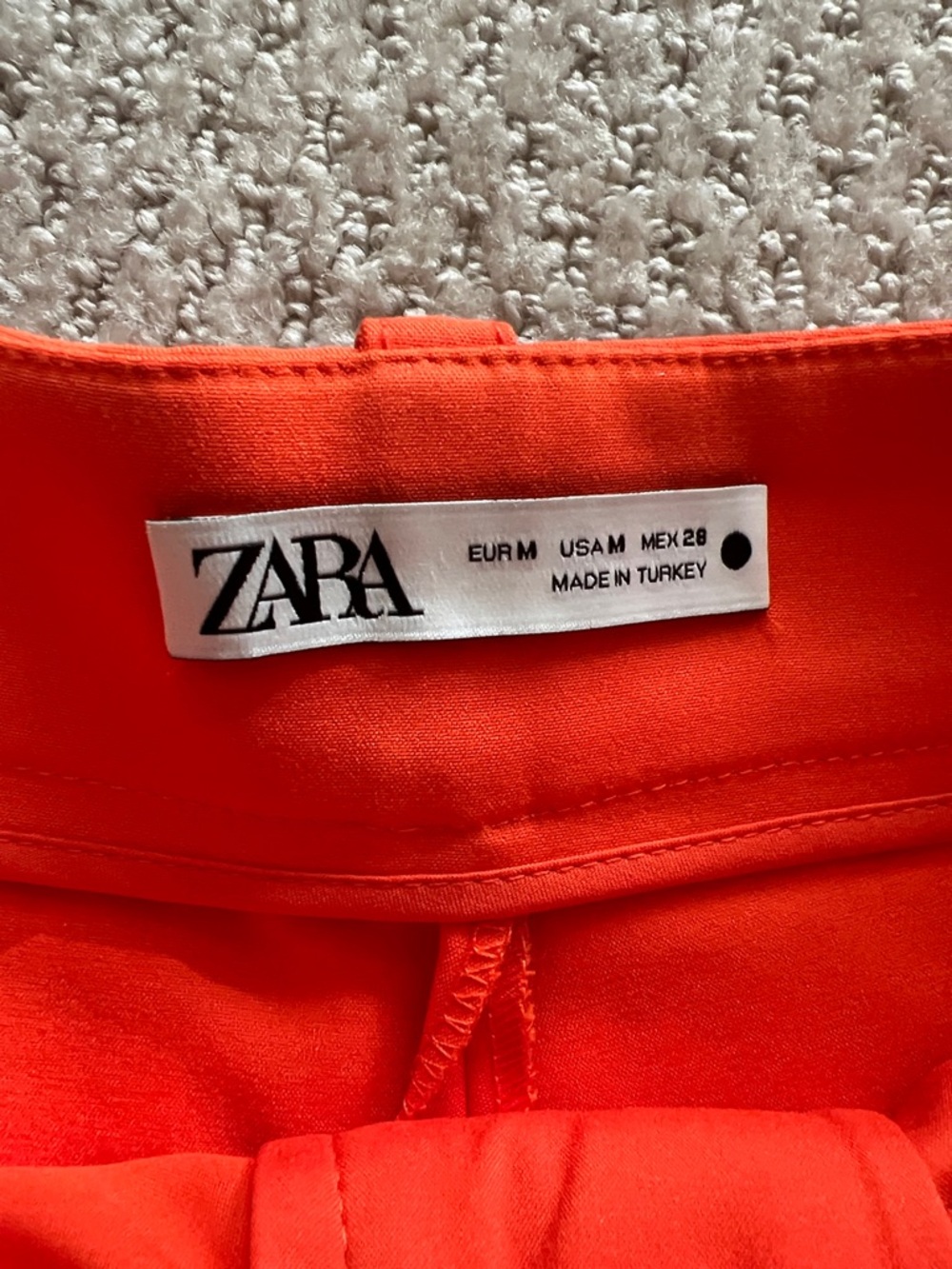 Zara High Waist Orange Tailored Shorts - Picture 2 of 4
